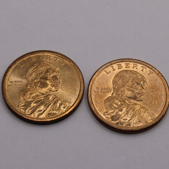 227258 (2) No Mint Sacagawea (color) Gold Dollars - Picture 1 of 3